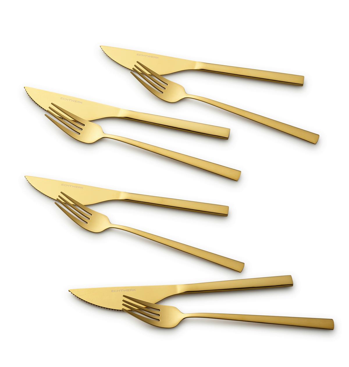 Pizzabesteck 8-Teilig Edelstahl für 4 Personen - Goldfarben, Basics, Metall (23cm) - Echtwerk