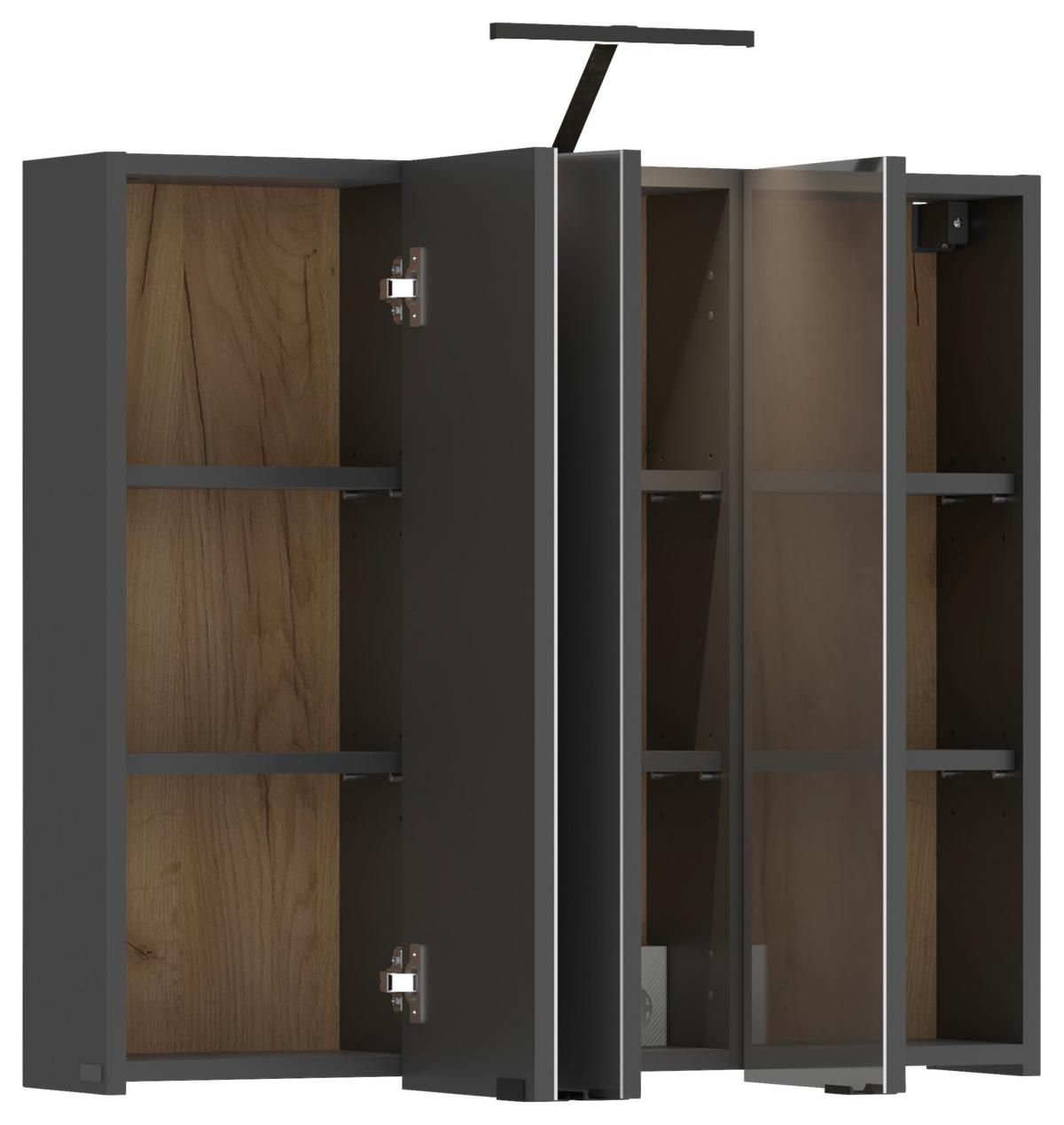 Spiegelschrank Cotia Cotll 3 - Anthrazit, MODERN, Glas/Holzwerkstoff (77/73/20,4cm) - James Wood