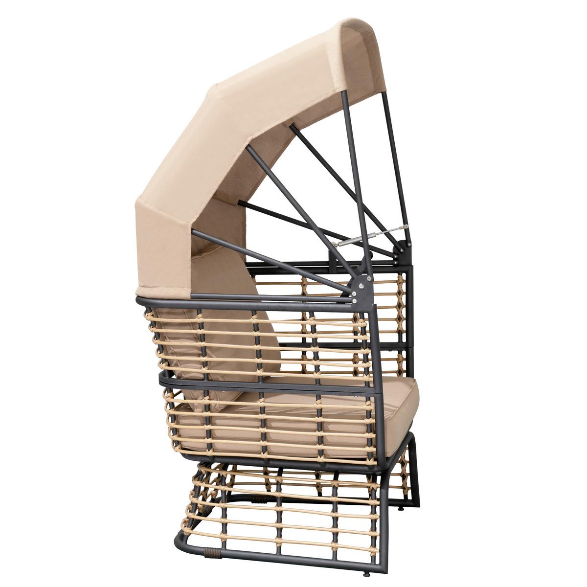 Loungesessel Paros - Anthrazit/Beige, Basics, Kunststoff/Textil (72/154/83cm) - Gardenson