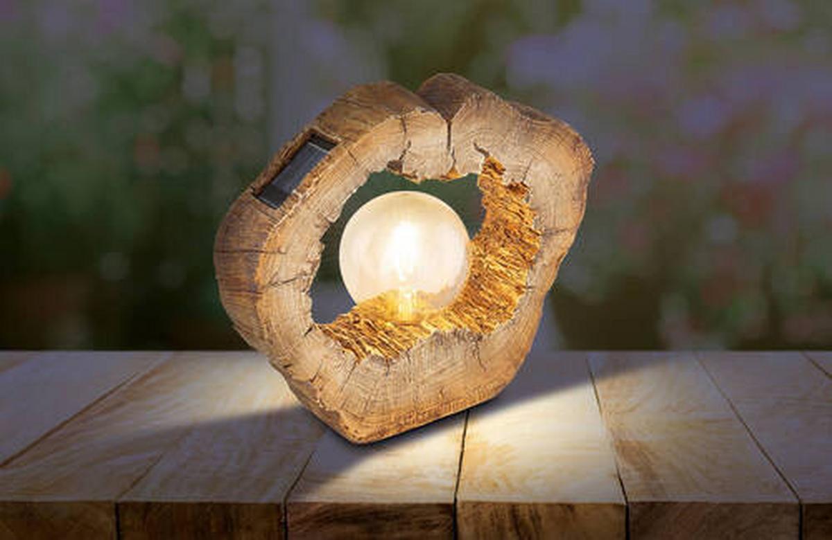 Solarleuchte 36516 - Braun, Natur, Kunststoff (30,5/8,5/25,5cm) - Globo
