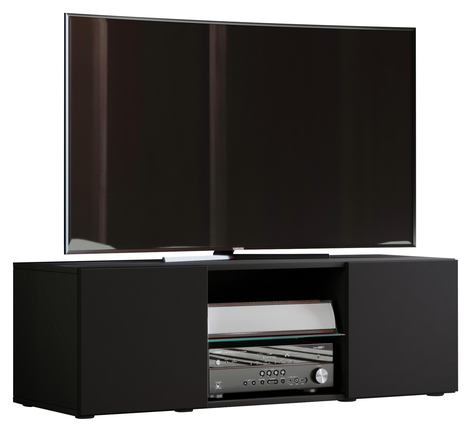 Tv - Skříňka Lowina Š: 115 Cm Černá - černá, Konvenční, kompozitní dřevo/plast (115/40/36cm) - MID.YOU