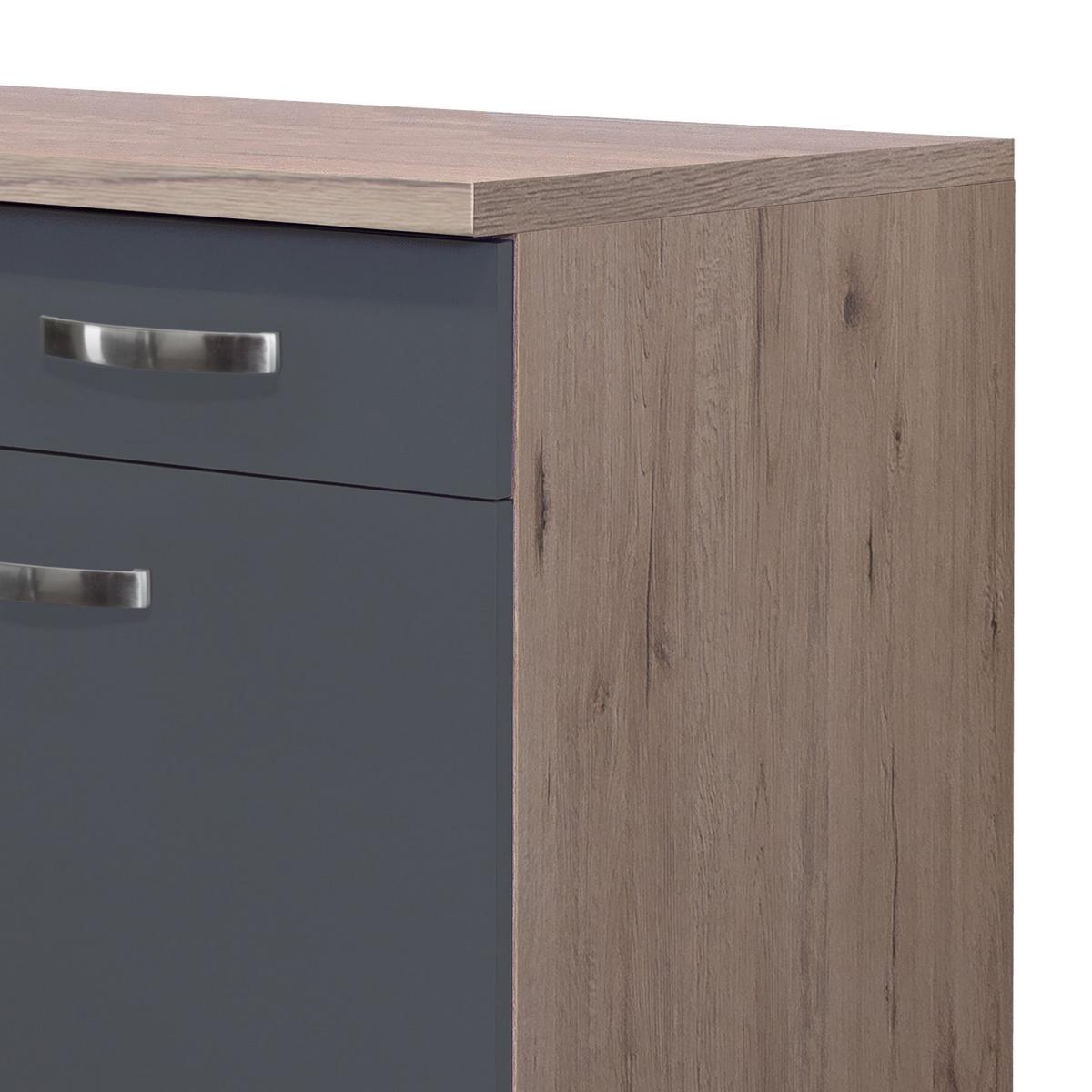 Küchenunterschrank Shadow B: 80 cm Grau/Eiche Dekor - Dunkelgrau/Eiche San Remo, MODERN, Holzwerkstoff (80/85/60cm)