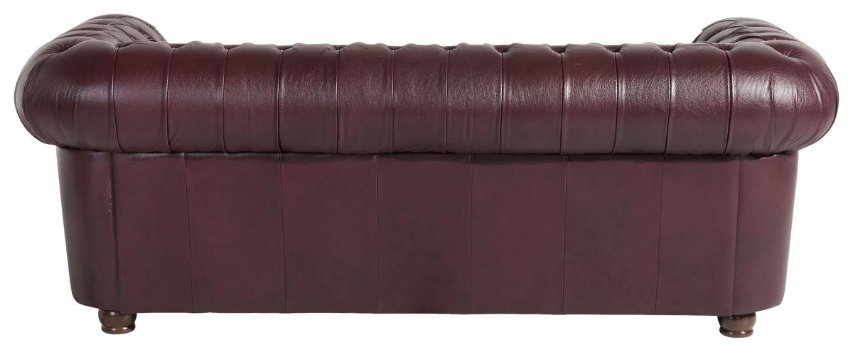 Chesterfield-Sofa Bridgeport Rot 3-Sitzer, Echtleder - Rot/Nussbaumfarben, Design, Leder (200/76/98cm) - Max Winzer