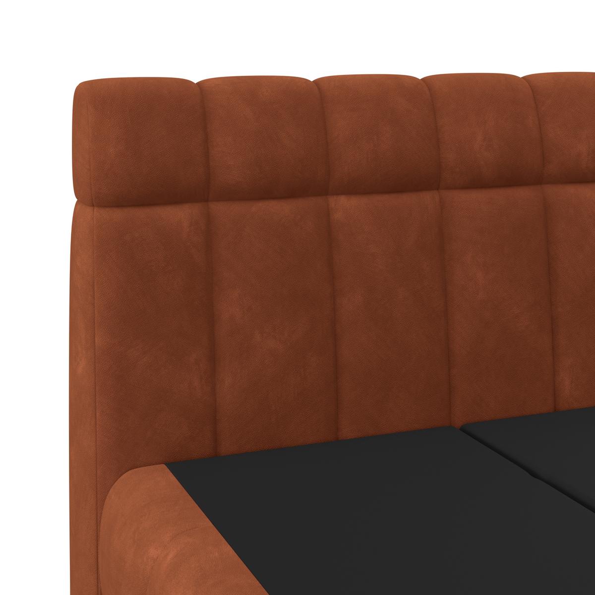 Boxspringbett Nobu O. Matratze Taupe, Lf: 140x200 Cm - Rostfarben/Schwarz, Trend, Holz/Textil (140/200cm)