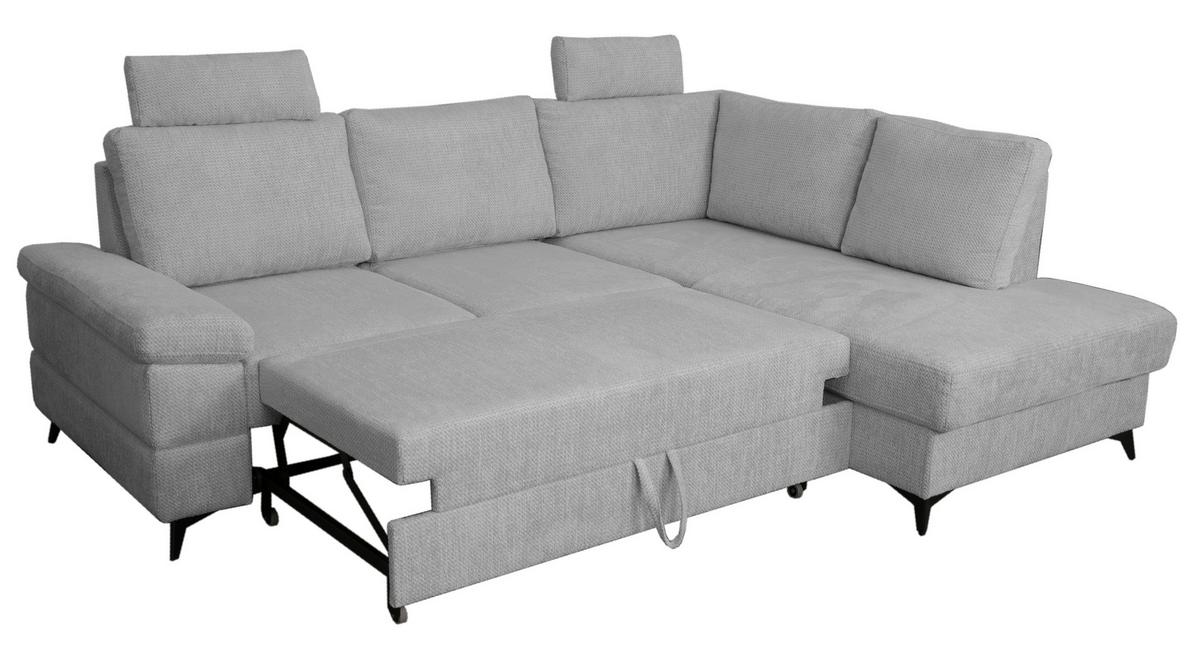 Rohová sedačka SARA L, pravá, sivá - čierna/sivá, Basics, kov/textil (250/189cm) - Ondega