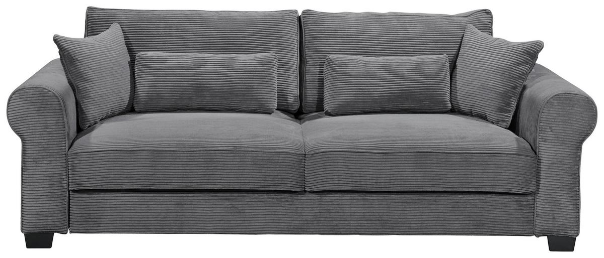 3-sitzer-sofa Mit Schlaf- Funktion Angelina Anthrazit - Anthrazit/Schwarz, Basics, Textil (250/95/125cm) - MID.YOU