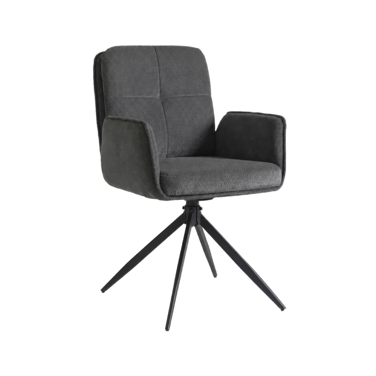 Židle s područkami Nalani, látkový potah, otočné, - tmavě šedá, Moderní, kov/textil (58/86/62cm) - Bessagi Home