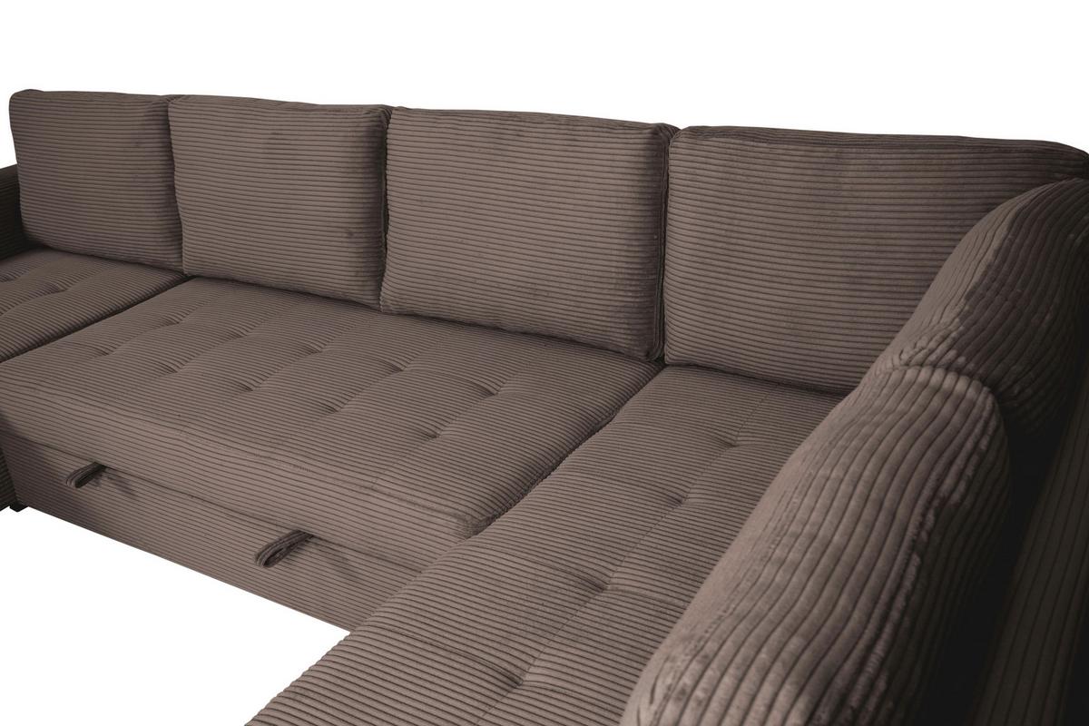 Souprava U MALTE, pravá, šedohnědý manšestr - černá/šedavě hnědá, Moderní, textil/plast (155/305/178cm) - Based