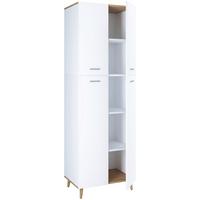 Víceúčelová skříň LANDOS, bílá/medový dub - bílá/šedá, Moderní, kompozitní dřevo/plast (60/184/39cm) - MID.YOU