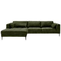 Ecksofa Luzi - Dunkelgrün/Schwarz, MODERN, Textil (168/280cm) - Trendmanufaktur