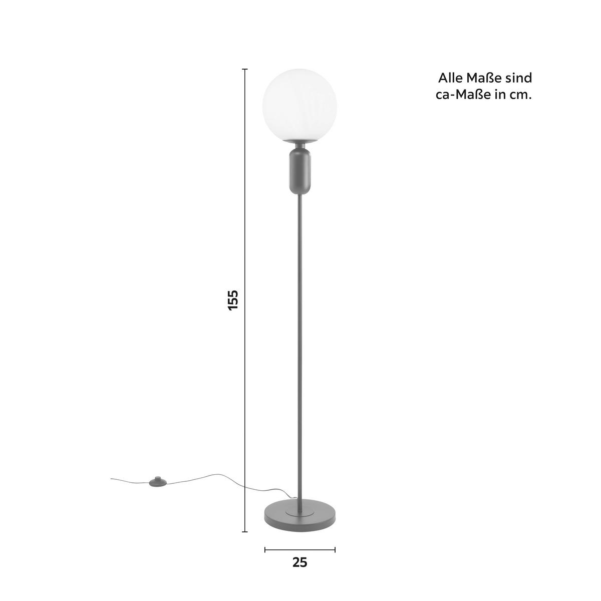 Stojaca lampa Tiano čierna - čierna, Modern, kov/sklo (25/155cm) - Bessagi Home