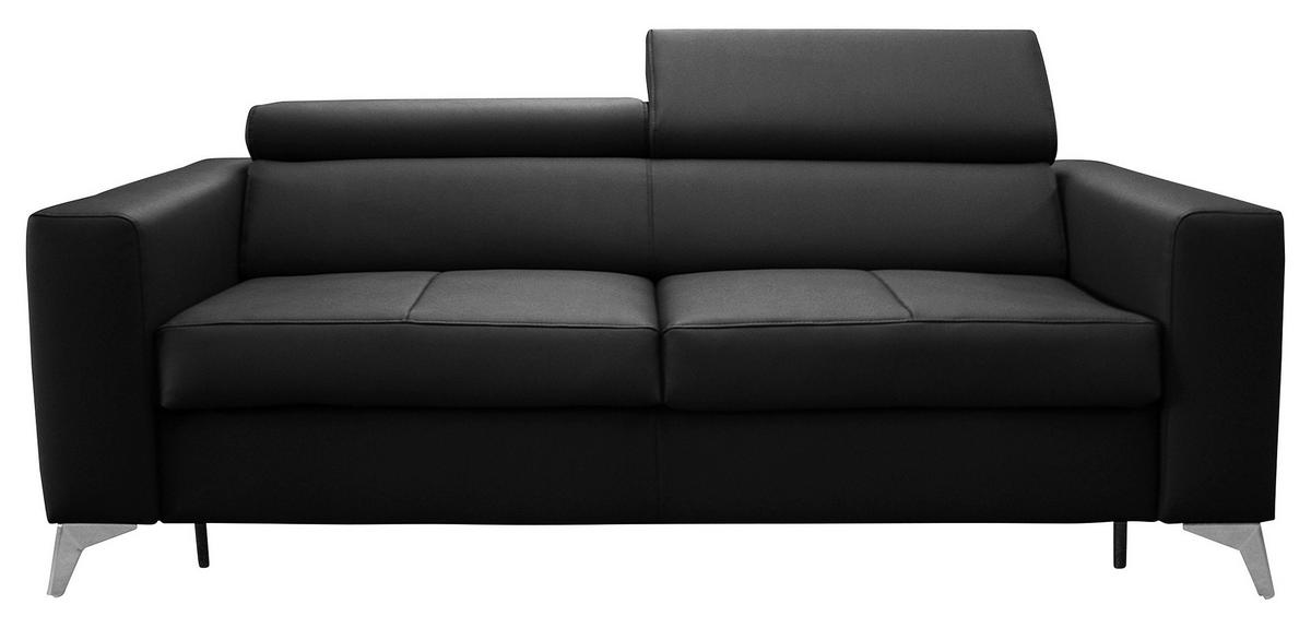 Schlafsofa Mondo, Schwarz B: 206 cm - Silberfarben/Schwarz, Design, Leder/Textil (206/95/101cm) - Livetastic