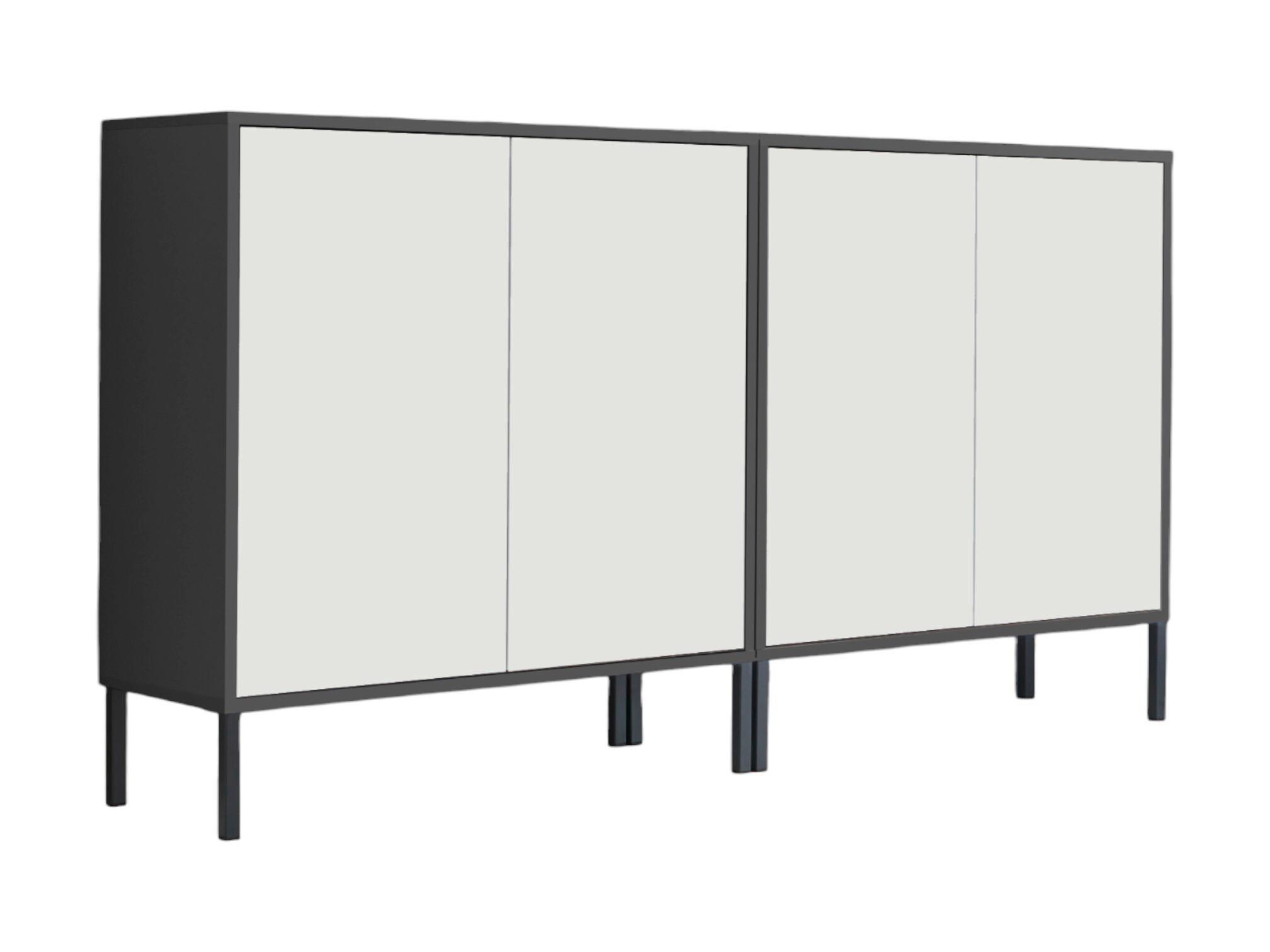 Sideboard Mailand 2b:158cmweiß/Anthrazit - Anthrazit/Weiß, MODERN, Holzwerkstoff (158/86/33cm) - MID.YOU