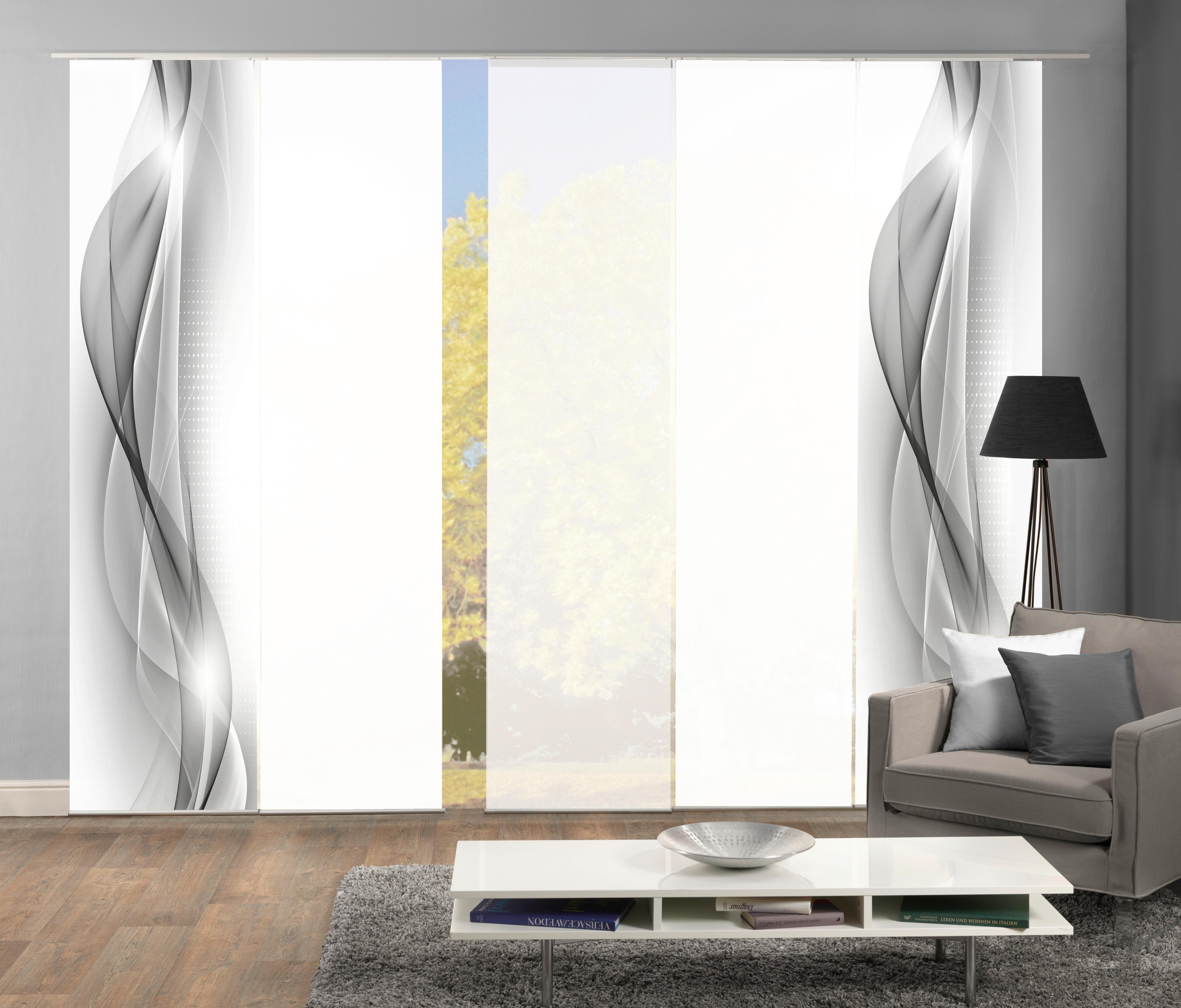Flächenvorhang 5-Tlg. Neblana B: 60 cm, Grau, Blickdicht - Grau, Basics, Textil (60/245cm)