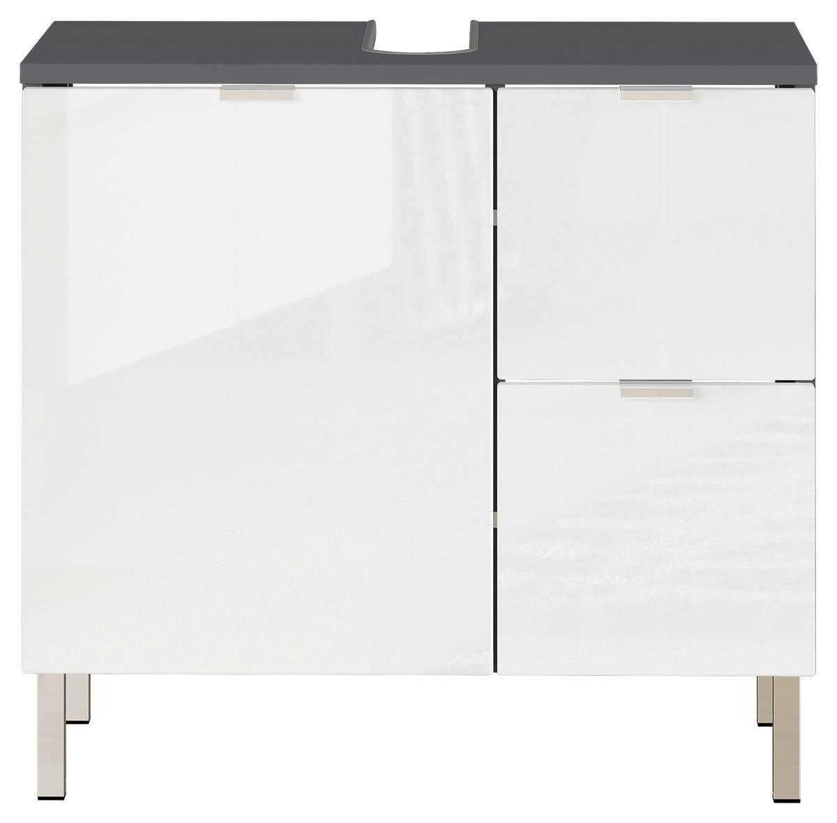 Waschbeckenunterschrank Gw-Mauresa B 60cm Weiß/Graphit - Chromfarben/Graphitfarben, KONVENTIONELL, Holzwerkstoff (60/56/34cm) - Germania