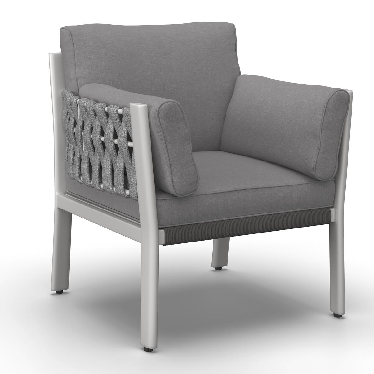 JÍDELNÍ TERASOVÁ SOUPRAVA ELISA - bílá/světle šedá, Moderní, kov/textil (238/74/75cm) - Bessagi Garden