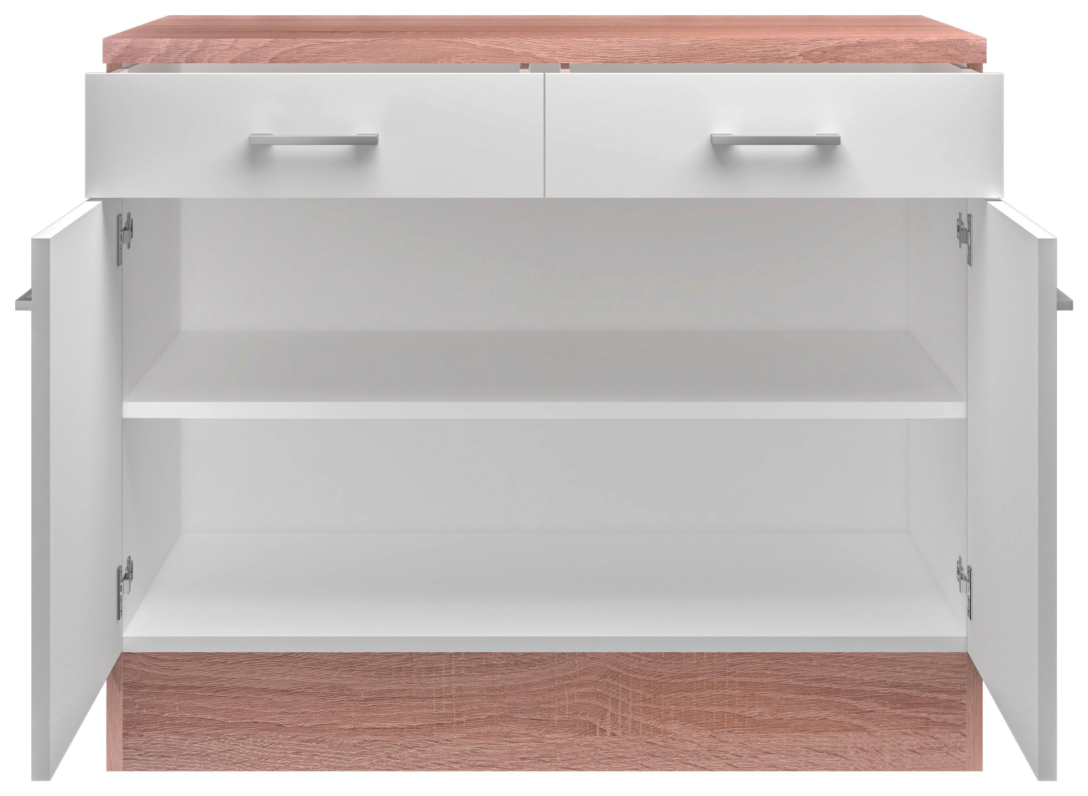Kuchyňská Spodní Skříňka Samoa Us 100 - bílá/barvy dubu, Konvenční, kompozitní dřevo/plast (100/85/57cm)