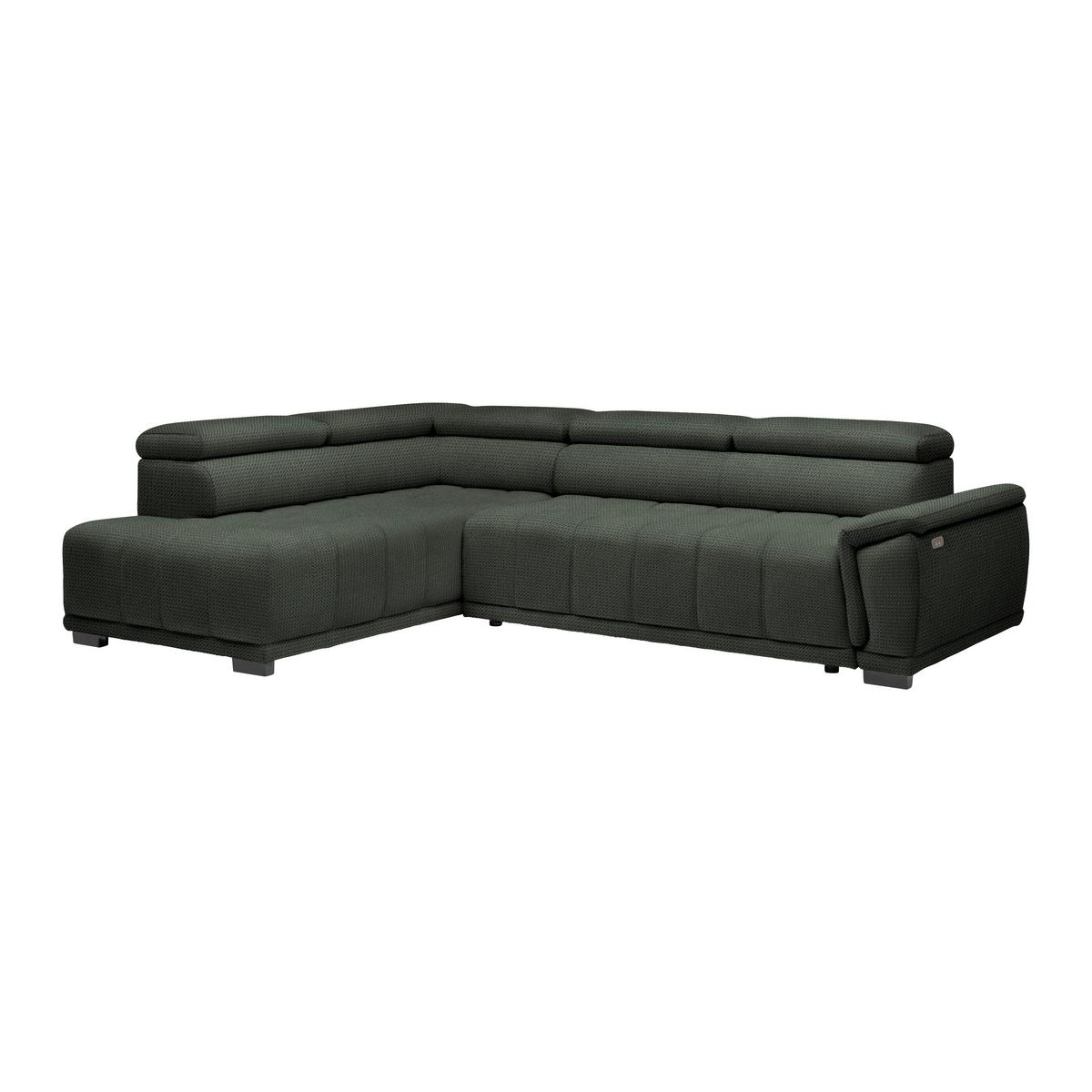 Rohová sedačka GRINALDI, levá, tmavě zelená - černá/tmavě zelená, Moderní, textil/plast (206/283cm) - Premium Living