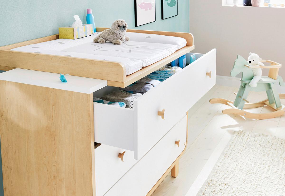 Babyzimmer 090043b Round - Ahornfarben/Weiß, Design, Holzwerkstoff - Pinolino