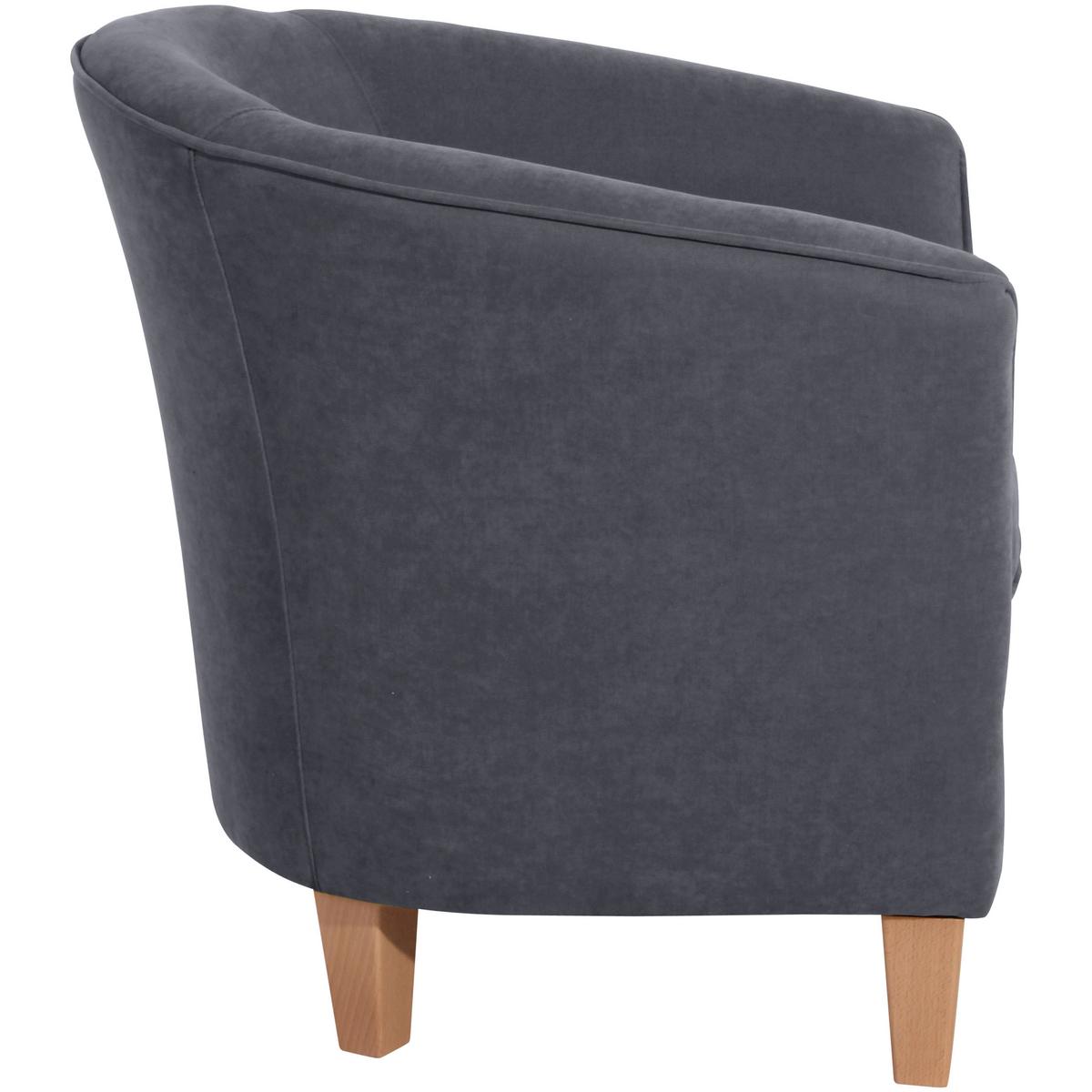 Polstersessel mit Armlehnen Livia Velours Anthrazit - Anthrazit/Buchefarben, MODERN, Textil (70/74/70cm) - Max Winzer