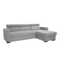 Rohová sedačka MARCO, oboustranná, šedý velur - šedá/černá, Konvenční, kov/dřevo (238/78-94/170cm)