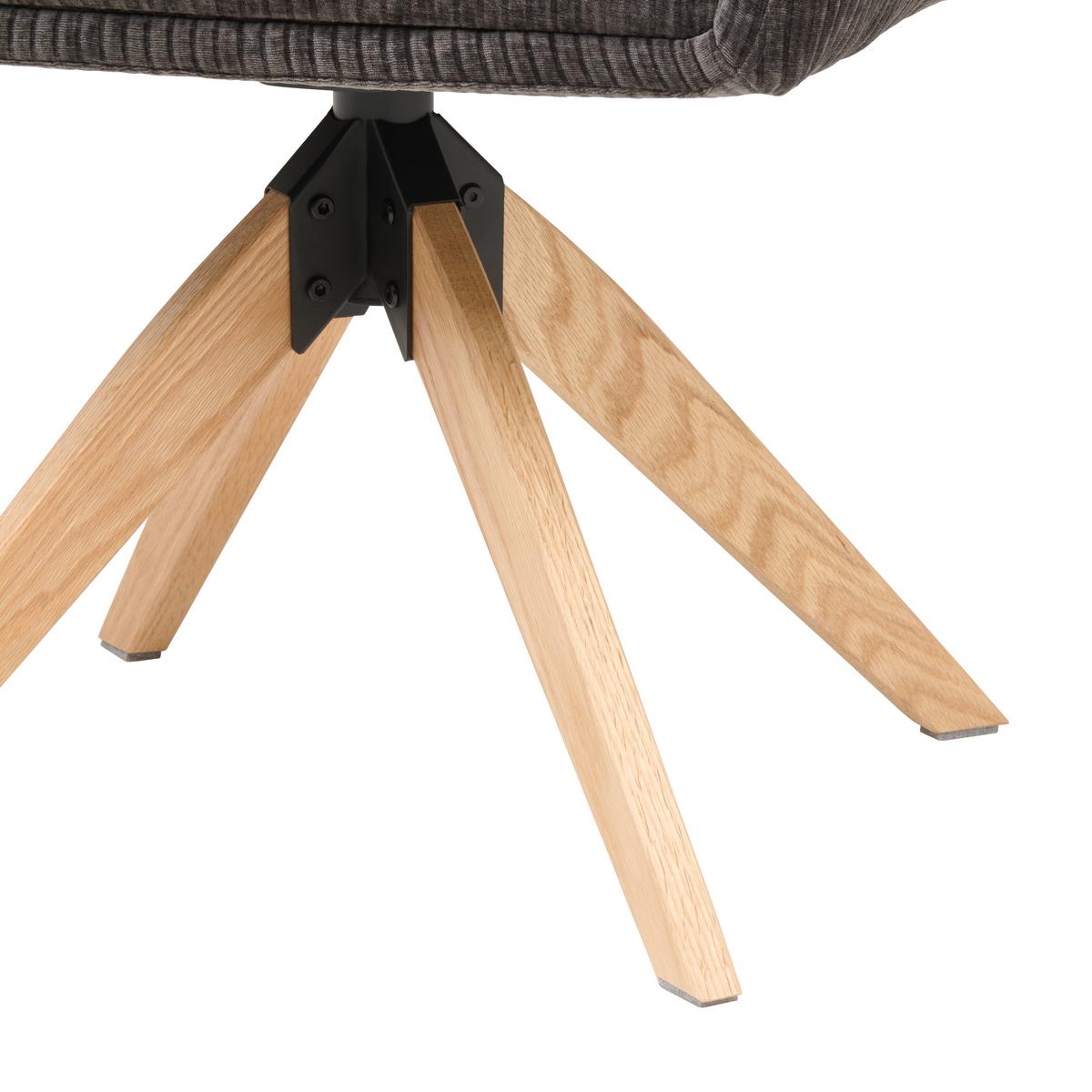 Armlehnstuhl Mattis Cord Anthrazit, B: 60 cm - Anthrazit/Naturfarben, KONVENTIONELL, Holz/Textil (60/90/69cm) - Livetastic