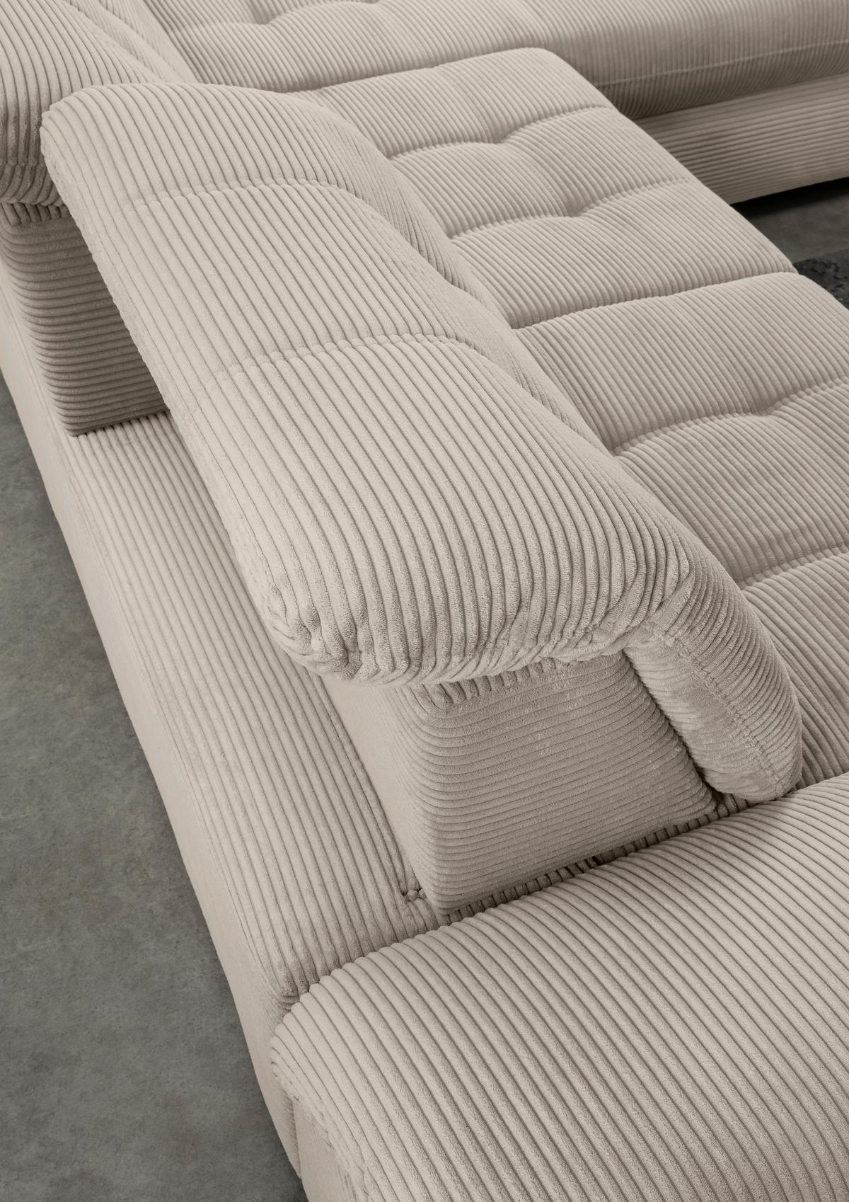 Ecksofa Mit Bettkasten Rigatti Beige S: 314x184 Cm - Beige/Schwarz, MODERN, Textil (314/184cm) - Livetastic