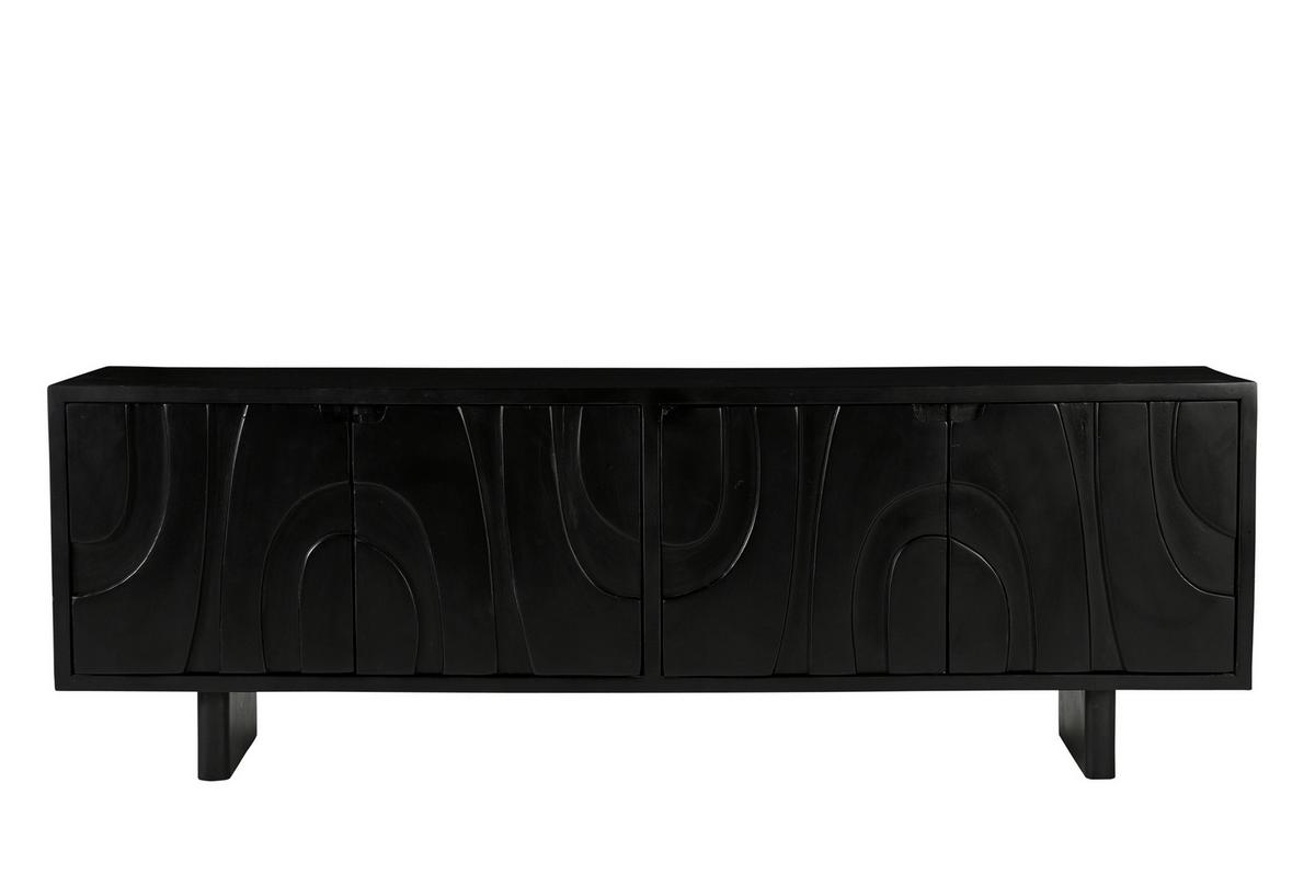 Lowboard Mangoholz schwarz B: 180cm - Schwarz, Design, Holz (180/61/43cm) - MID.YOU