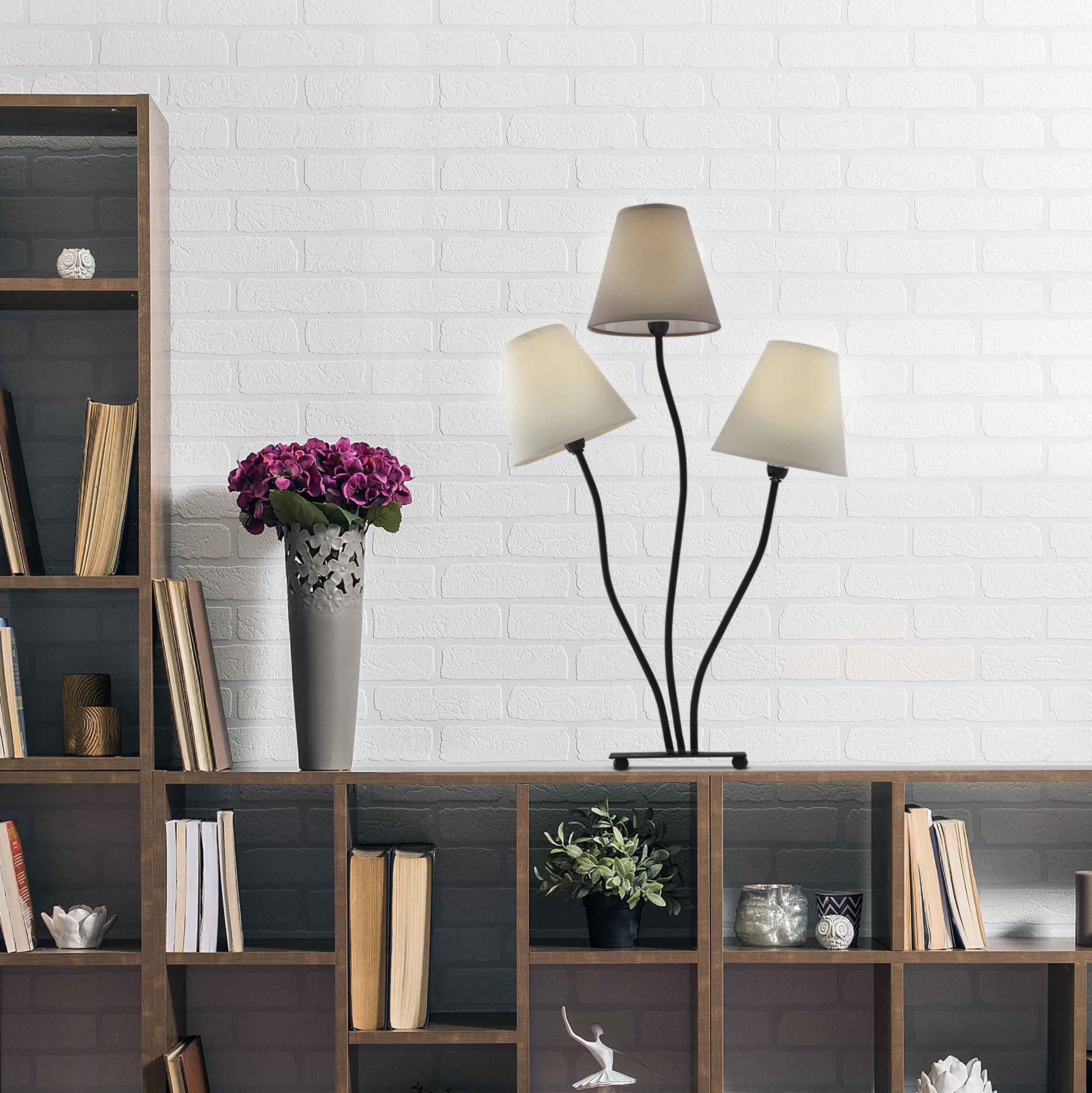 Tischlampe Boho Braun/Beige mit Kippschalter - Beige/Braun, LIFESTYLE, Textil/Metall (41/16cm) - Näve