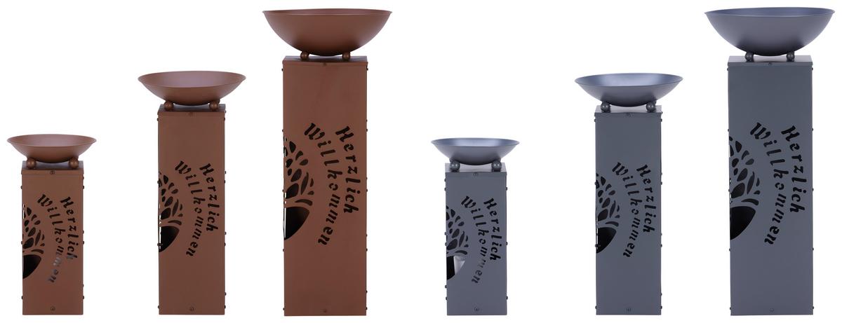 Led Dekosäule mit Schale Welcome H: 87 cm - Grau, Basics, Metall (38/38/87cm)