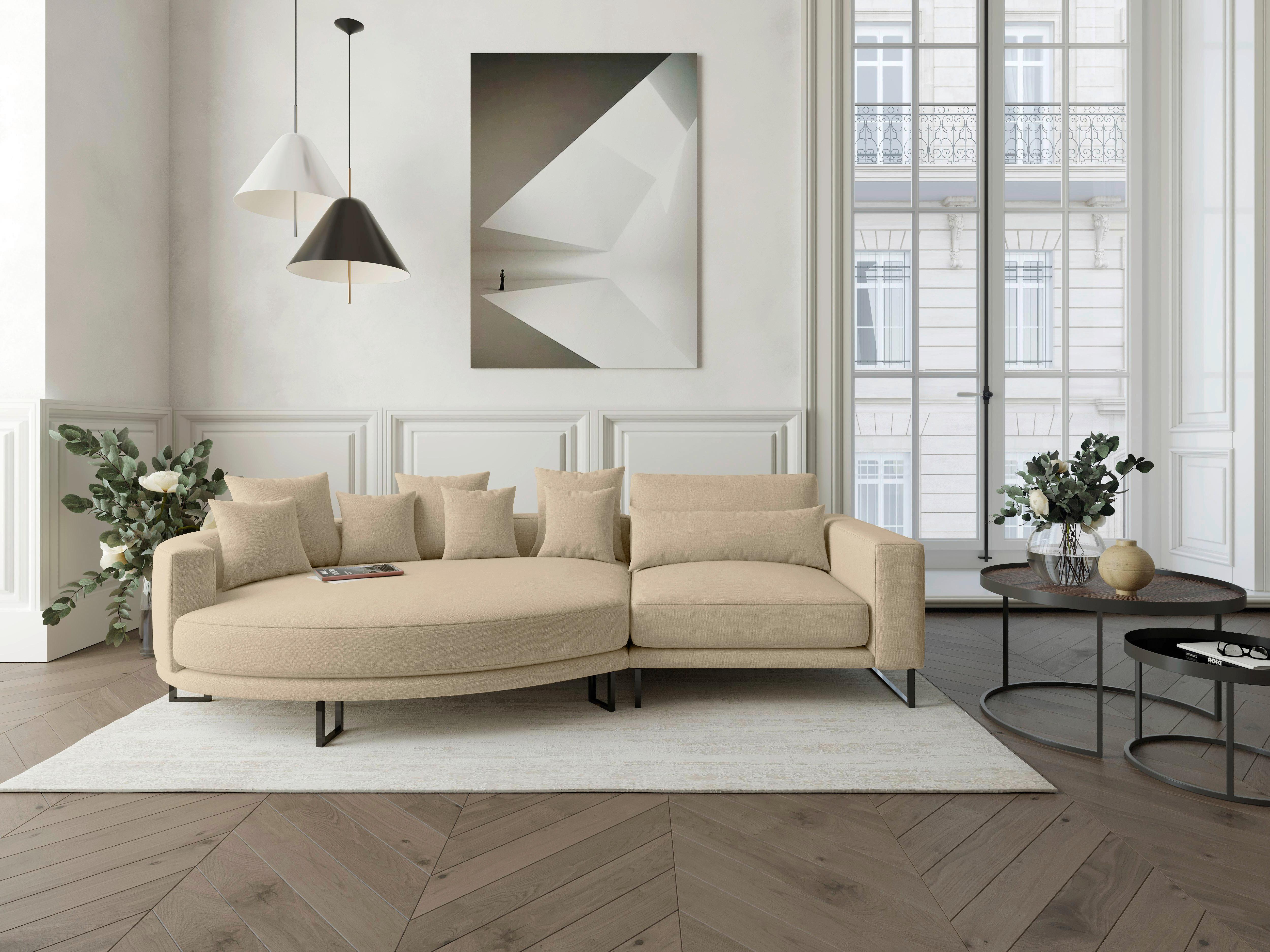Bigsofa Natalia Beige S: 283x150 Cm - Beige/Schwarz, Design, Textil (283/150cm) - Livetastic