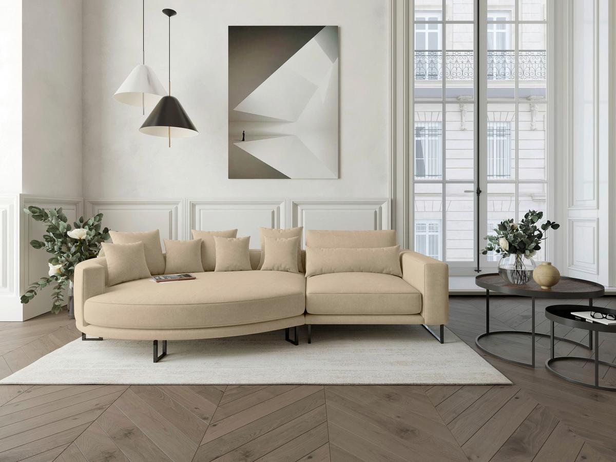 Bigsofa Natalia Beige S: 283x150 cm - Beige/Schwarz, Design, Textil (283/150cm) - Livetastic