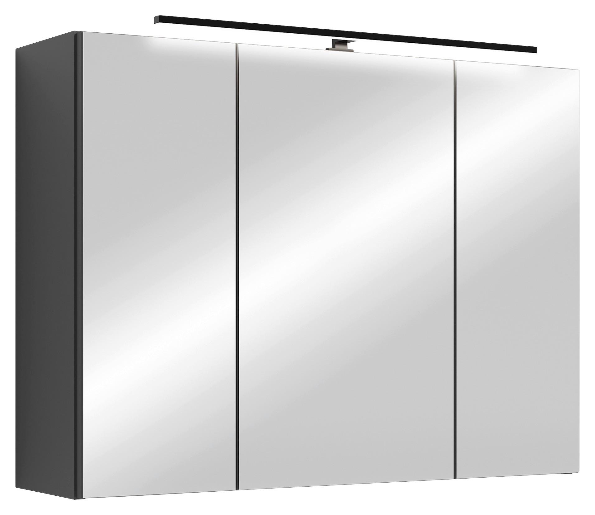 Spiegelschrank Spree Anthrazit B: 80 cm - Anthrazit, MODERN, Glas/Holzwerkstoff (80/60/15cm) - MID.YOU