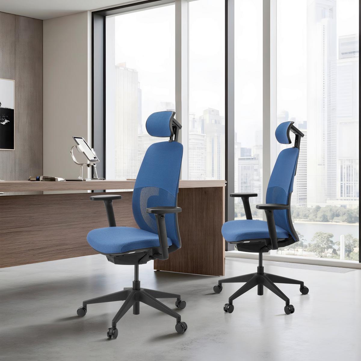 DREHSTUHL Skandis Pro Blau B: 71cm - Blau/Schwarz, MODERN, Kunststoff/Textil (71/131/66cm) - MID.YOU