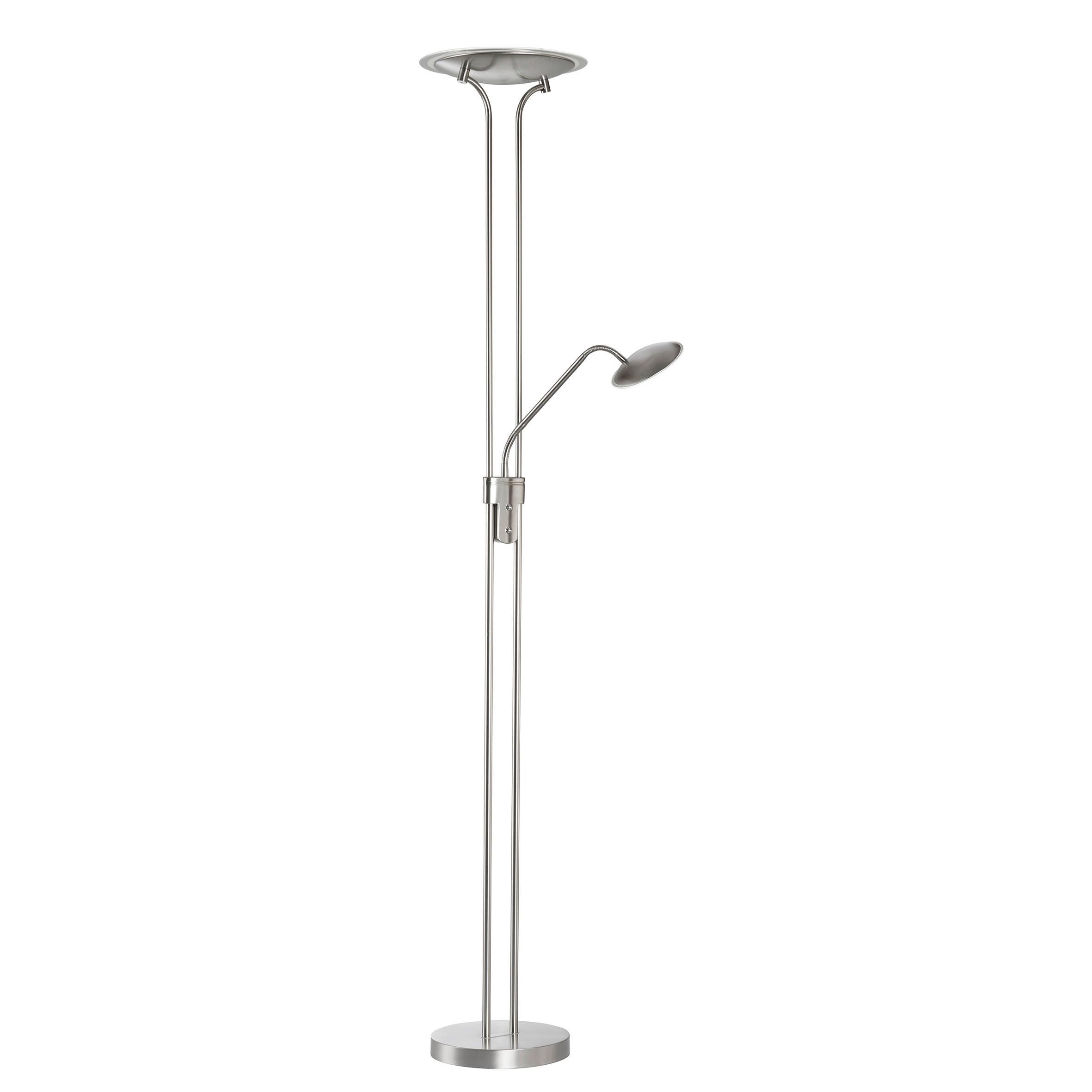 LED-STEHLEUCHTE 40490 TALLRI - Nickelfarben, KONVENTIONELL, Glas/Metall (35/180cm) - Fischer & Honsel