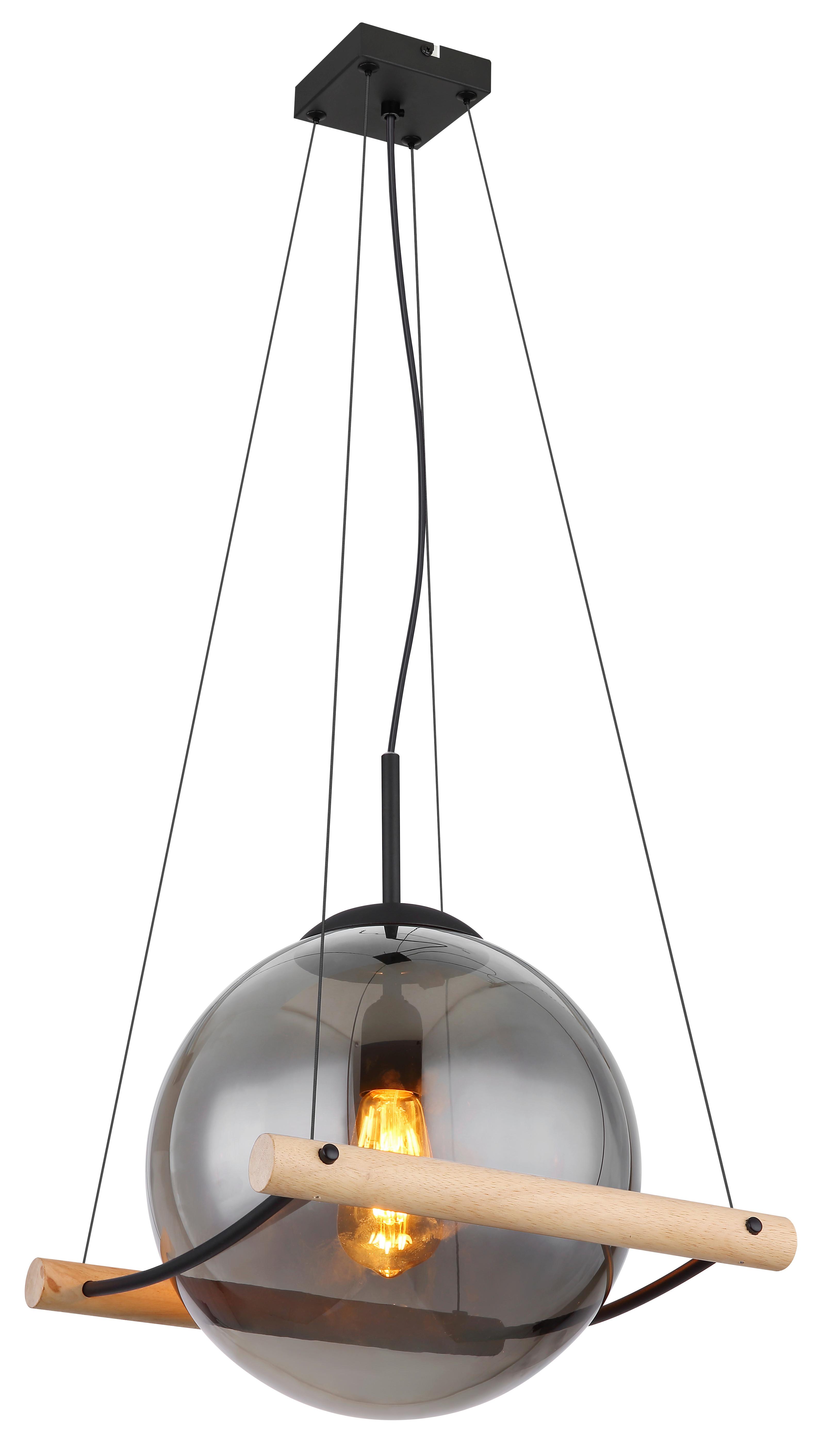Függőlámpa 15883h - natúr/fekete, Design, műanyag/Üveg (33,5/35/120cm) - Globo