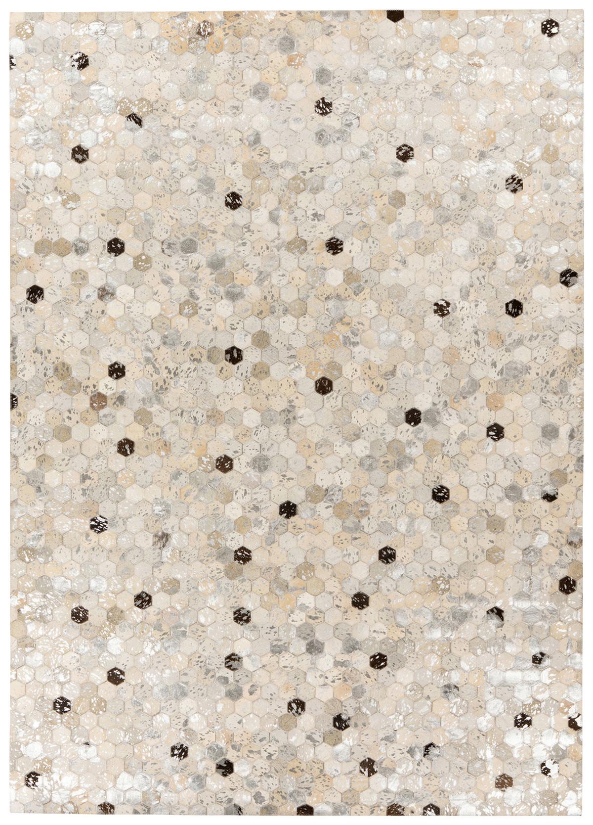 Lederteppich Ravi 400 - Silberfarben/Grau, KONVENTIONELL, Leder (160/230cm)
