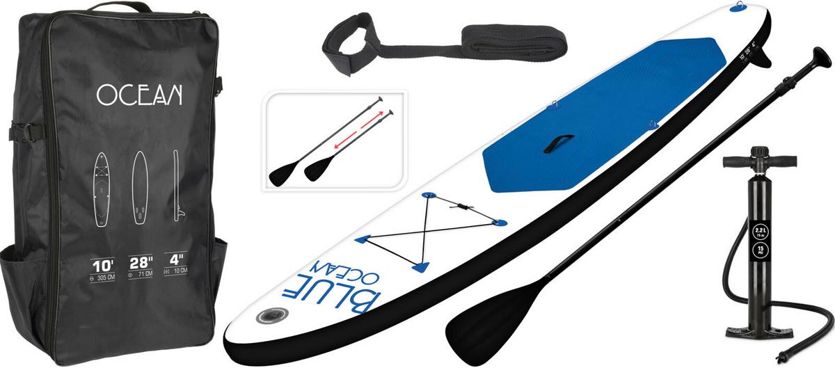 Stand Up Paddle Aufblasbar Blau/schwarz/weiß - Blau/Schwarz, Basics, Kunststoff (305/71/10cm)