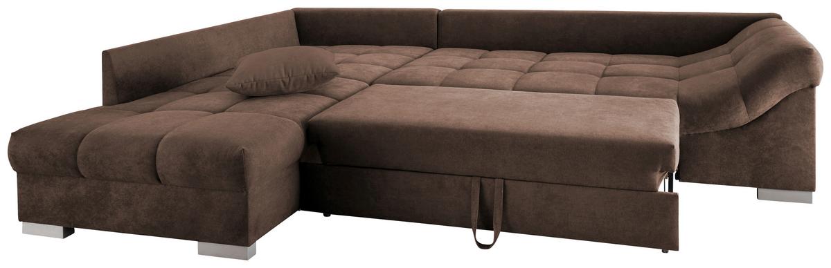 Eckschlafsofa Alvito Braun S: 202/298 Cm - Silberfarben/Braun, Design, Textil (202/298cm) - MID.YOU