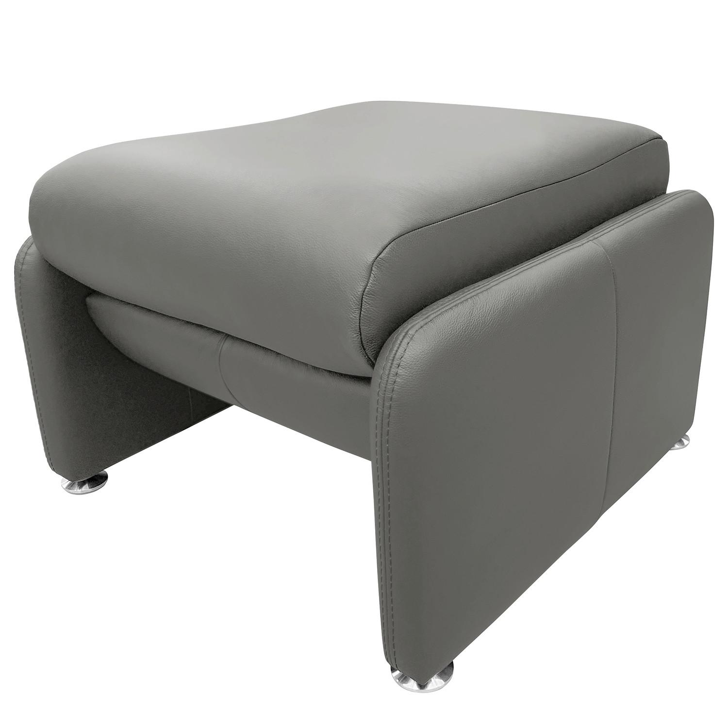 Hocker Comodo Echtleder Schwarz B: 62 cm - Anthrazit/Silberfarben, Design, Leder (62/42/60cm) - Livetastic