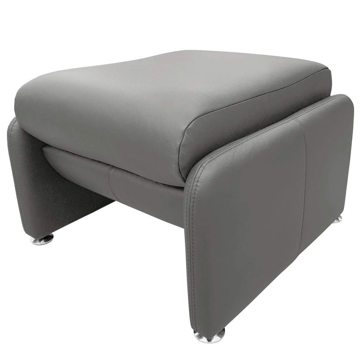 Hocker Comodo Echtleder Schwarz B: 62 cm - Anthrazit/Silberfarben, Design, Leder (62/42/60cm) - Livetastic