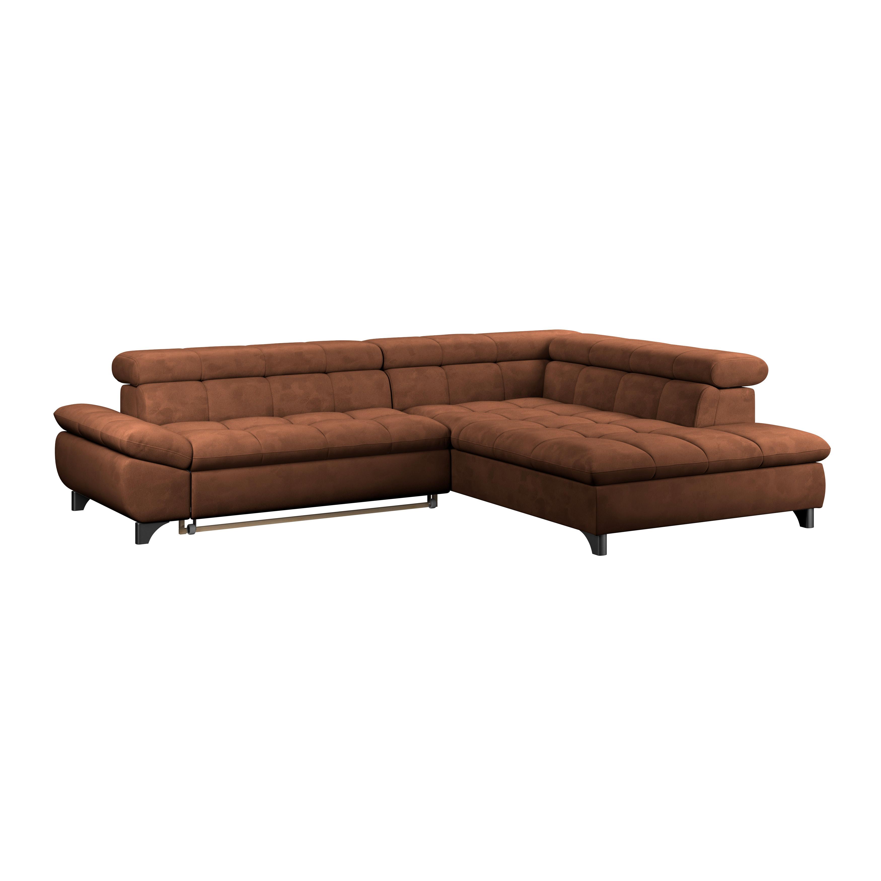 Ecksofa Gemini Cognac, B: 312cm - Chromfarben/Cognac, KONVENTIONELL, Textil (312/234cm)