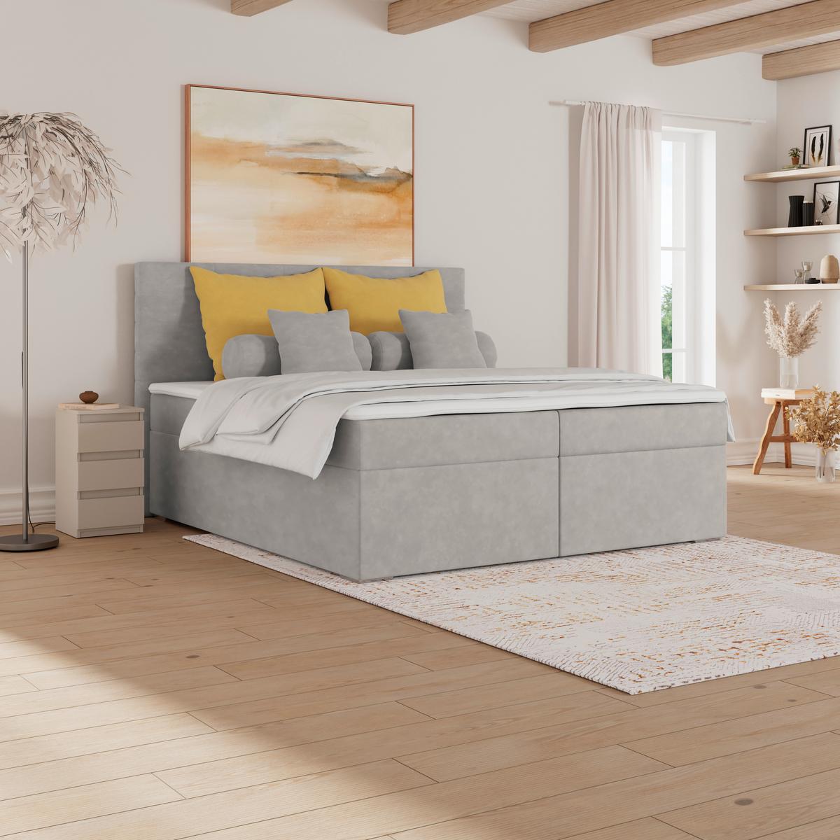 Čalúněná postel Adria 160x200 cm, sivá - barvy chromu/šedavě hnědá, Konvenční, dřevo/textil (160/200cm)