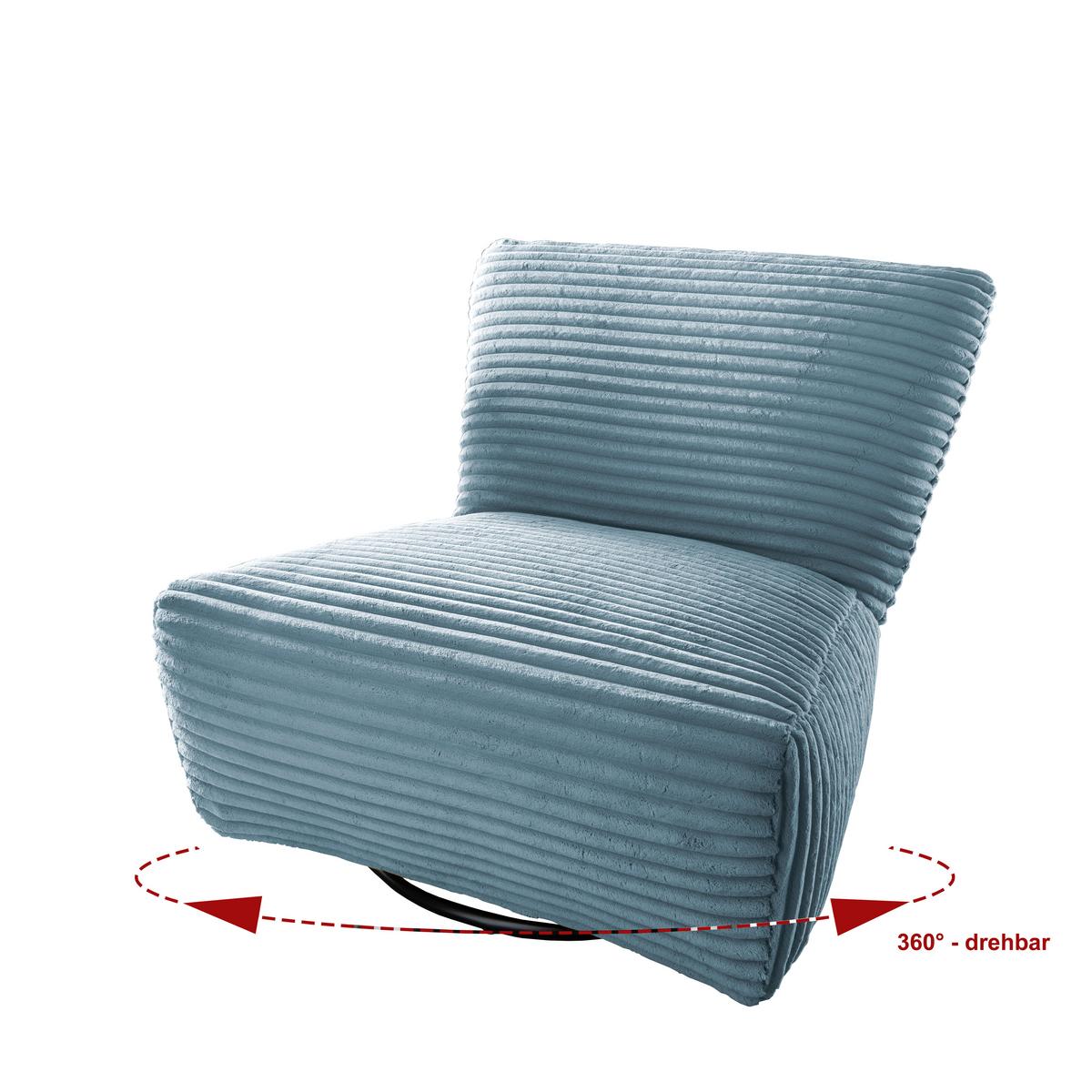 Xxl-sessel Cremallo Hellblau Wippfunktion, Drehbar, B: 95cm - Schwarz/Hellblau, Trend, Textil (95/77/94cm) - Livetastic