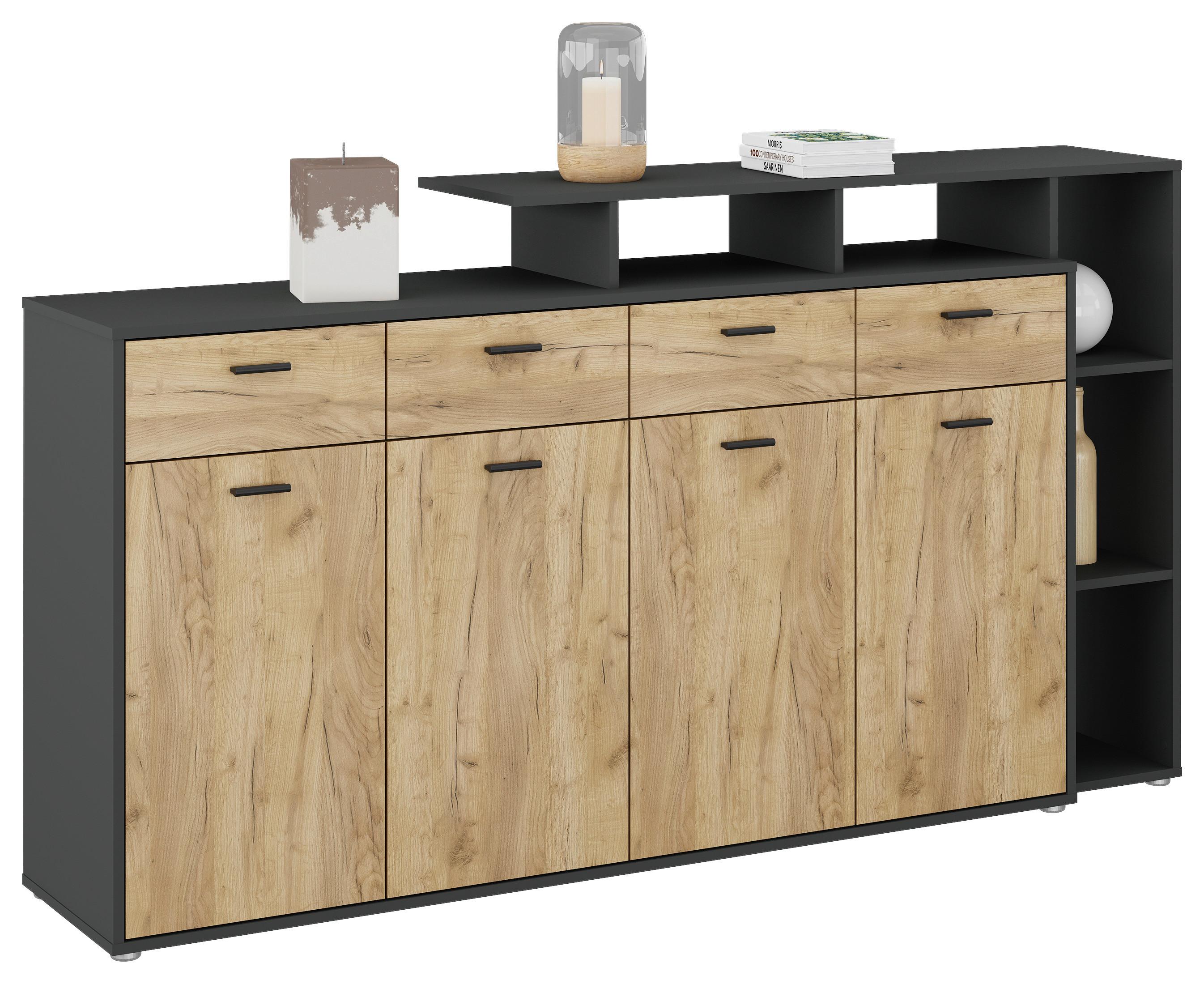 KOMODA TOM 4 - černá/antracitová, Moderní, dřevo/plast (190/105/40cm)