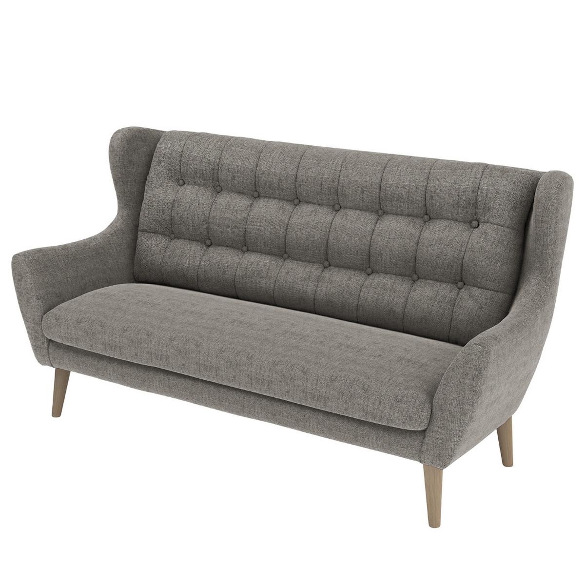 3-Sitzer-Sofa Henry, Dunkelgrau B: 197 cm - Eichefarben/Dunkelgrau, KONVENTIONELL, Textil (197/107/94cm) - Trendmanufaktur