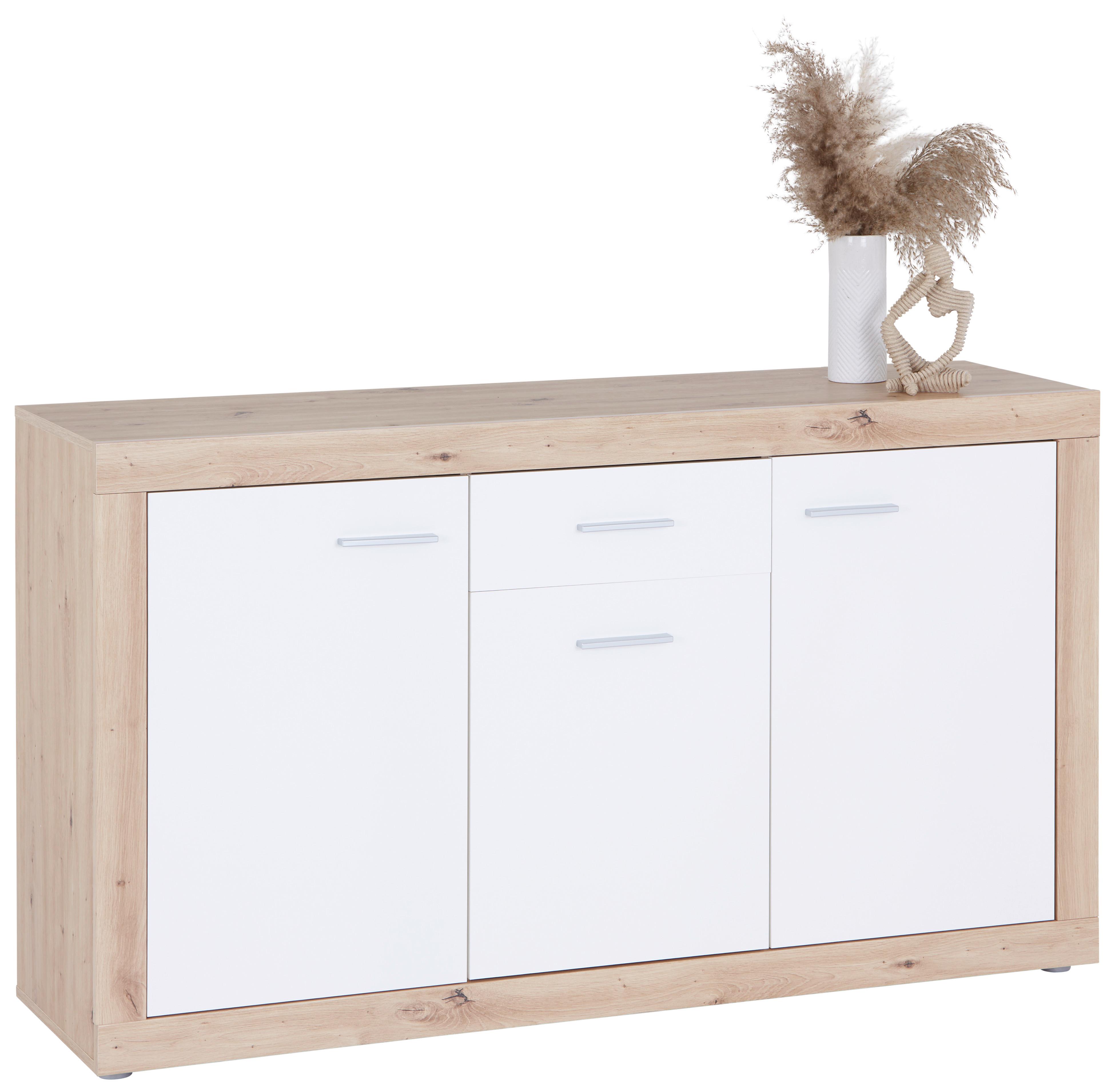 Sideboard 149,1cm Strada Weiß/artisan Eiche Dekor - Weiß/Eiche Artisan, KONVENTIONELL, Holzwerkstoff (149,1/86/41,8cm)