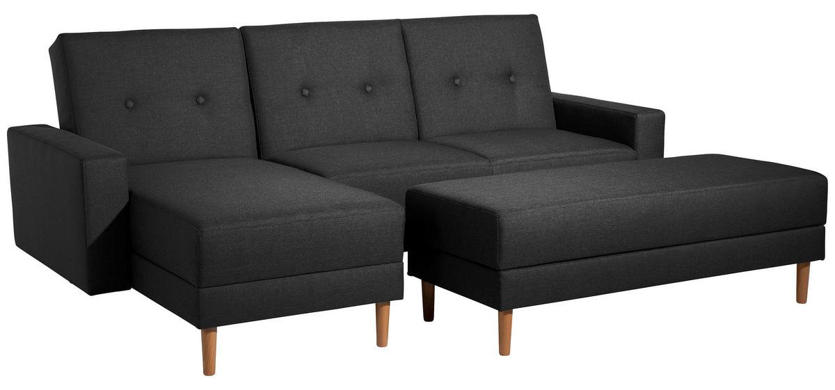 Eckschlafsofa Just Cool - Erlefarben/Schwarz, Design, Textil (230/93/152cm) - Max Winzer