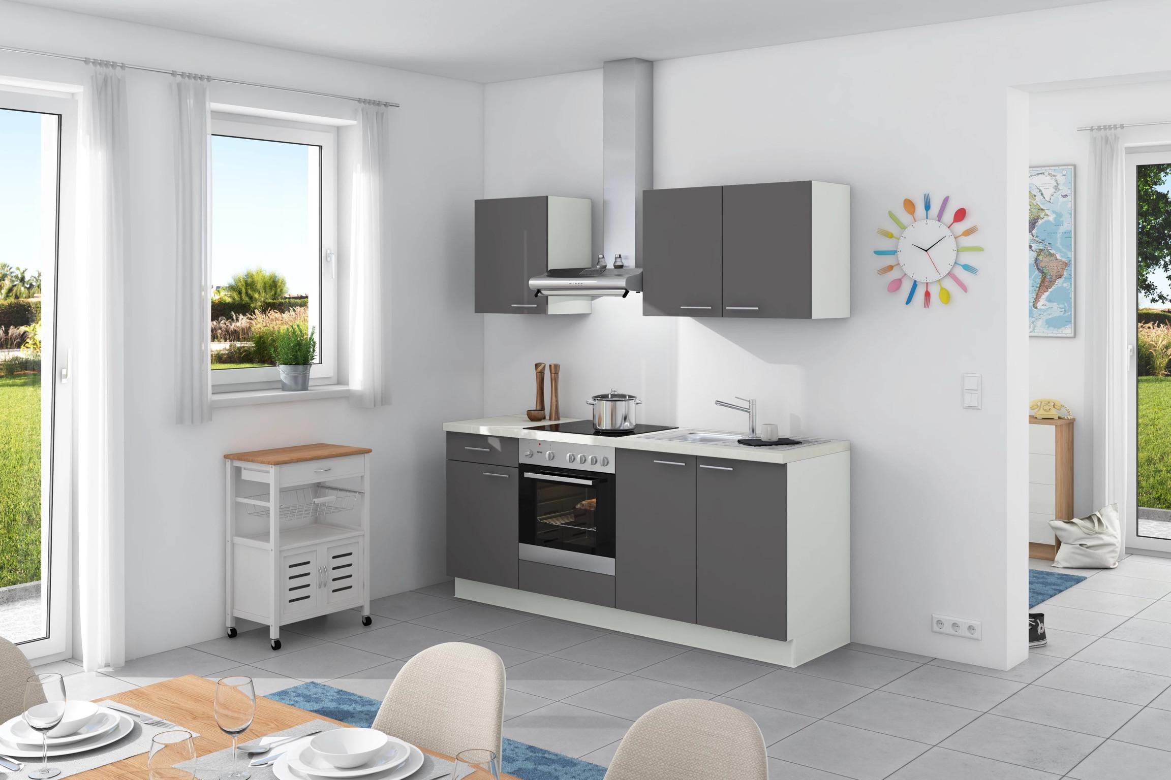 Küchenzeile Möbelix kaufen cm ohne online ➤ Weiß/Anthrazit Express Base Geräte 200
