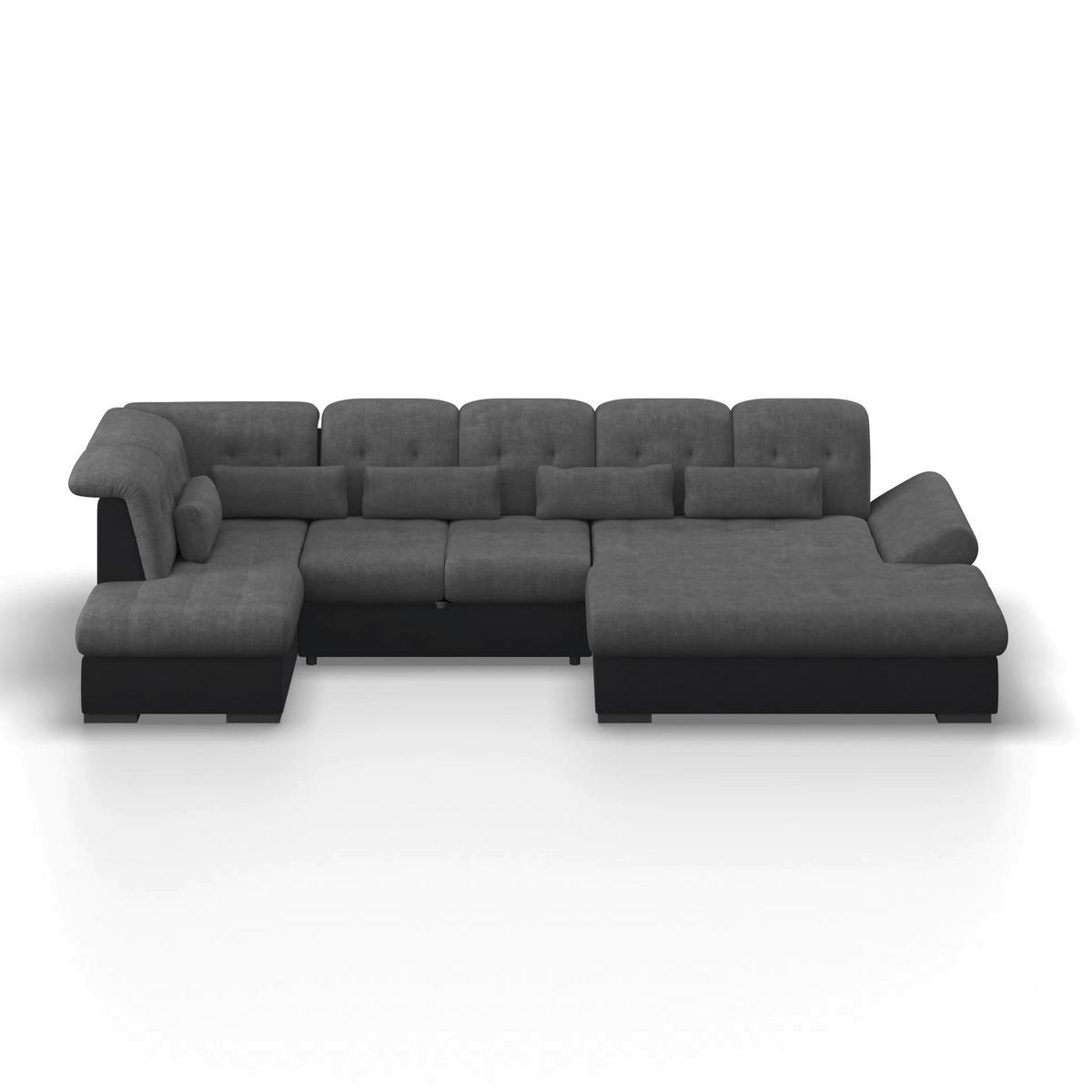 Wohnlandschaft Madera Anthrazit B: 358 cm - Anthrazit/Schwarz, KONVENTIONELL, Kunststoff/Textil (190/358/212cm)